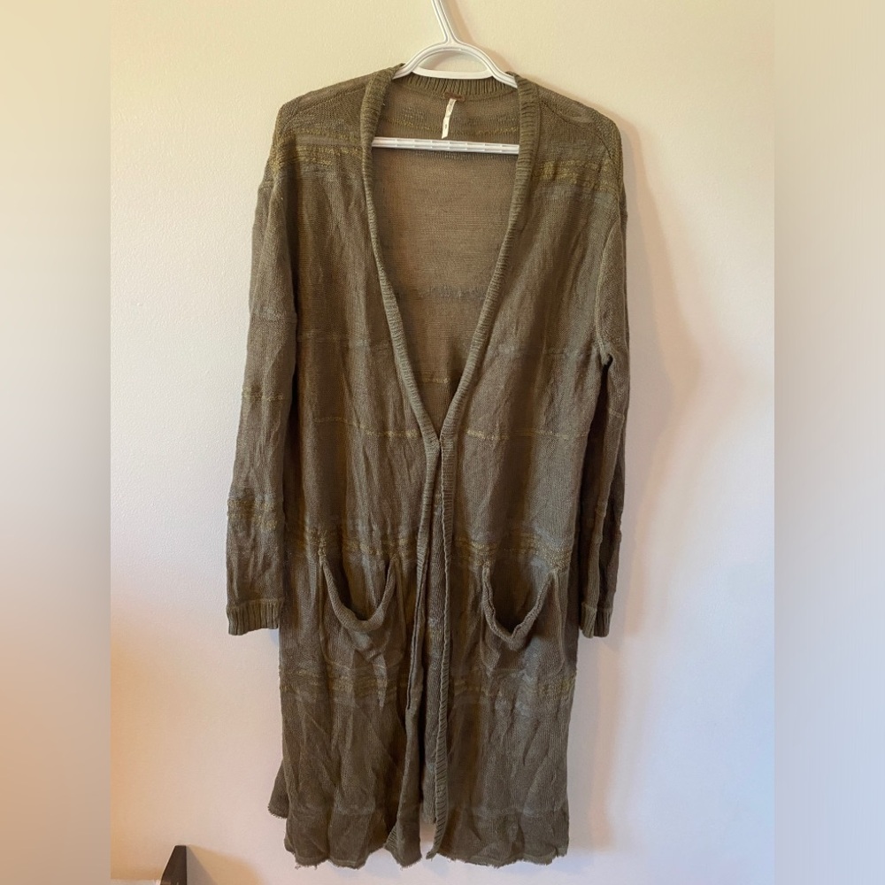 Free People Olive Green Cardigan